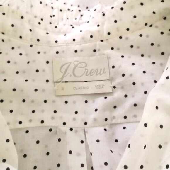 Like New J Crew Classic-fit Ruffle Neck Shirt In Sweet Spots Size 2 - Picture 6 of 7